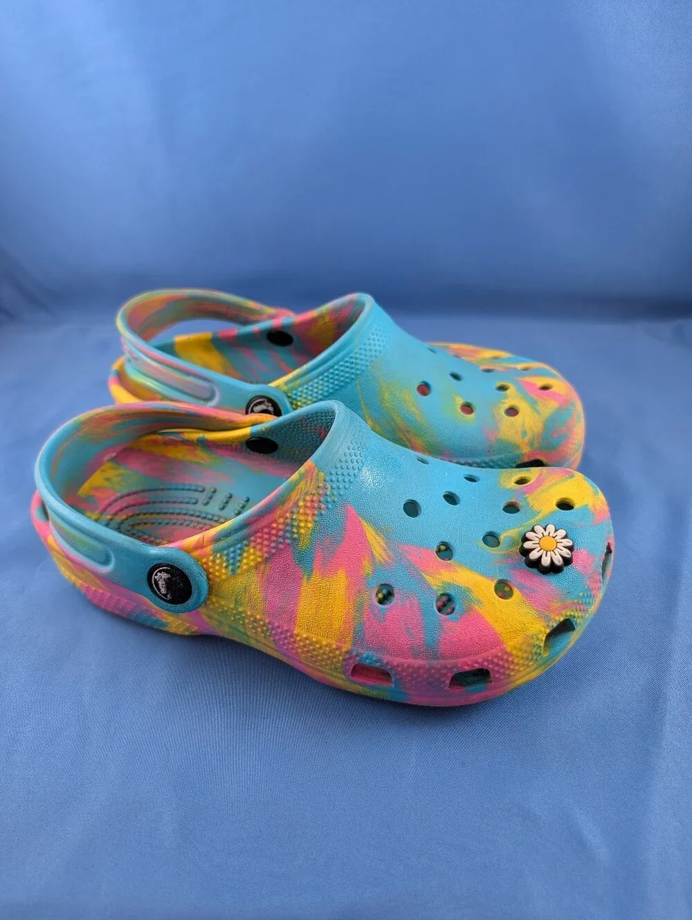 Crocs Kids Classic Clogs J1 Rainbow Tie Dye Multicolor Slip On Shoes